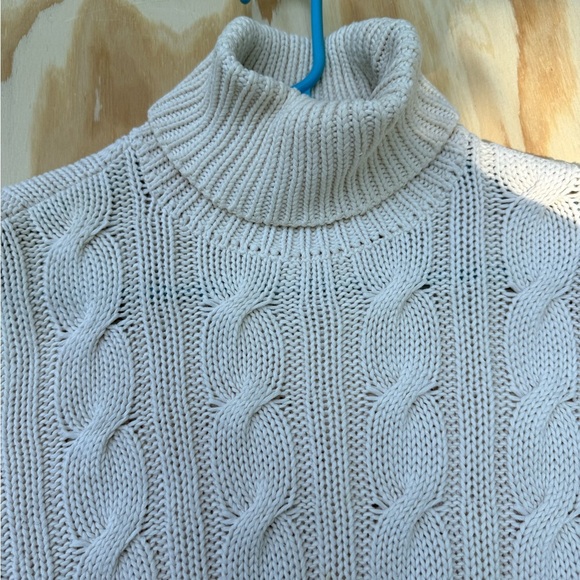 Lauren Ralph Lauren Cable Knit Turtleneck Sweater Cream Size L Chunky Pullover - Picture 3 of 11